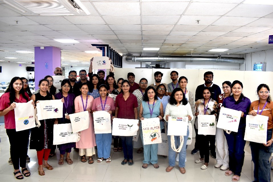 Painting Tote Bags with our Bangalore colleagues